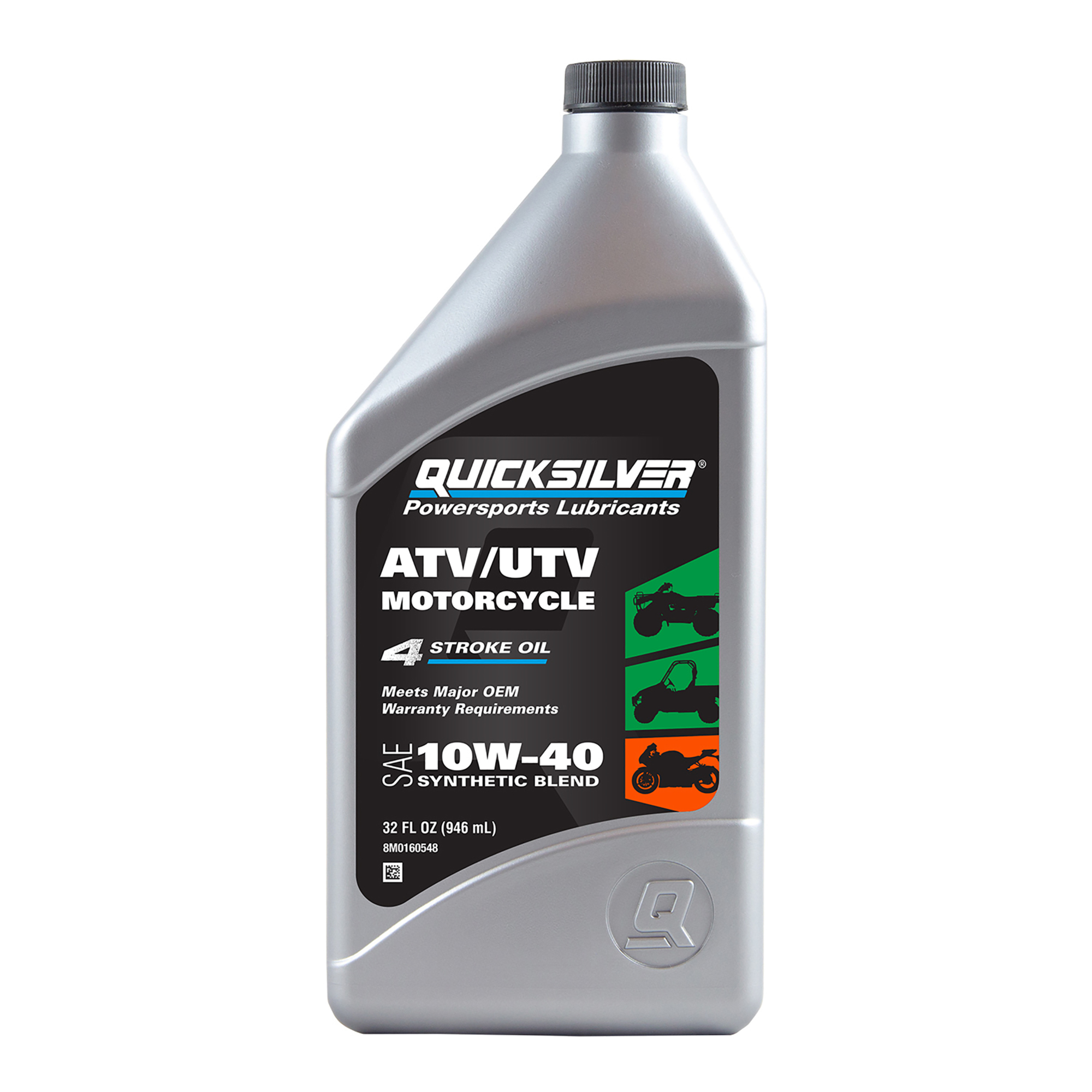 Quicksilver, 10W40 AT/ UTV/MC Synthetic Blend Engine Oil 32oz, Included (qty.) 1 Fluid Ounces 32 fl, Model# 197699